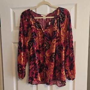Sundance Floral Blouse - Red, Orange, Purple